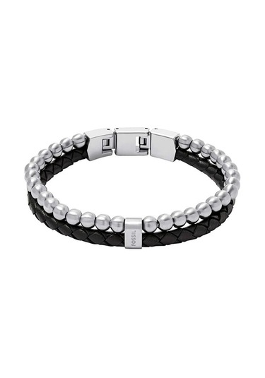 Fossil Jewel Jf04855-040 Erkek Bileklik Siyah - Metalik Gri