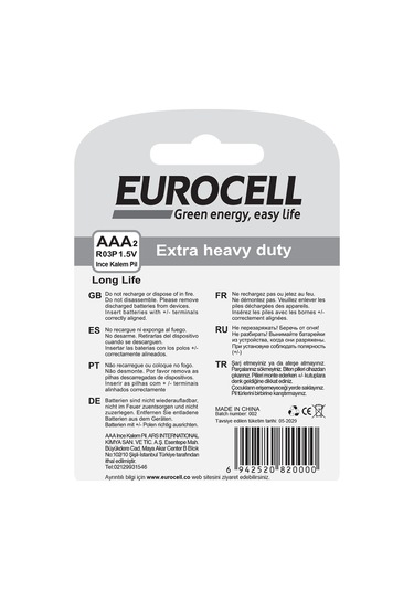 Eurocell- Aaa2 R03p 1.5 V İnce Kalem Pil