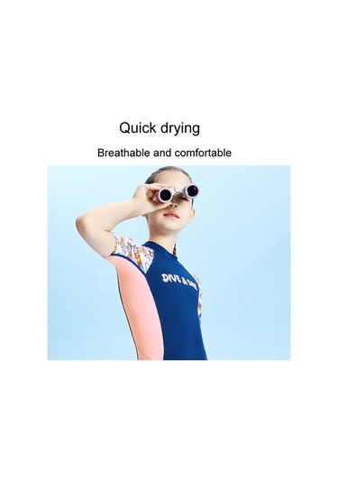 Dıve & Saıl Çocuk Kısa Kollu Güneş Koruyucu Çabuk Kuruyan Mayo Açık Plaj Şnorkel Bodysuit Pembe