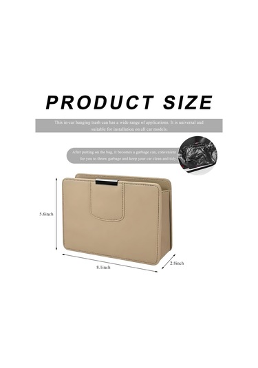 Bej Araba Çöp Kutusu, Araçlar İçin Manyetik Deri Çöp Kutusu, Araba, Kamyonet, Suv İçin Katlanabilir Su Geçirmez Toz Kutusu Mini Saklama Çantası