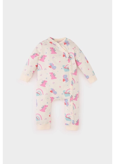 DeFacto Kız Bebek Yenidoğan Dinazor Baskılı Penye Uzun Kollu Çıtçıtlı Tulum E6047A5NSWT47 Beyaz DeFacto Kız Bebek Yenidoğan Dinazor Baskılı Penye Uzun Kollu Çıtçıtlı Tulum E6047A5NSWT47 Beyaz