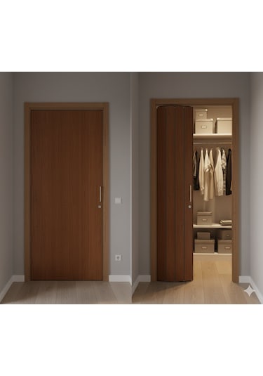 Katlanır Kapı Meşe 82x203 Cm Alan Tasarruflu Akordiyon Kapı Şık, Dayanıklı Ve Kolay Montaj