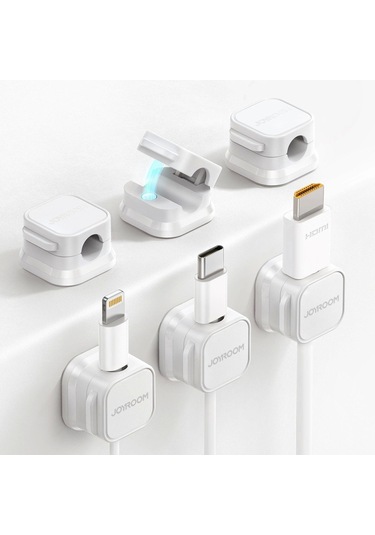 Joyroom Zs368 Premium Magnetik Kablo Düzenleyici Organizer 6 Adet Beyaz