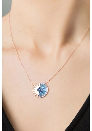 925 Ayar Zirkon Taşı Gümüş Güneş Kolye