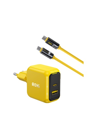 Aohi Magcube 67w 2 Portlu Şarj Adaptörü, 240w 8k Süper Hızlı Şarj/data Kablosu Seti