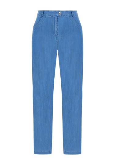 Büyük Beden Tam Boy Denim Pantolon-mavi 4358828