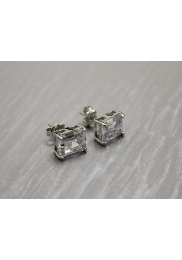 Silver Point Baget Taşlı Küpe Gümüş