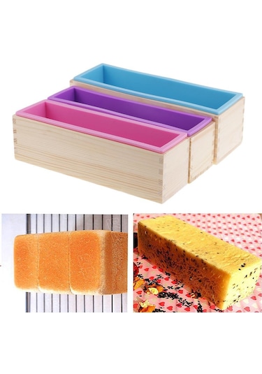 Suntek 3 Parça Dikdörtgen Silikon Sabun Somun Kalıp Ahşap Çok Renkli