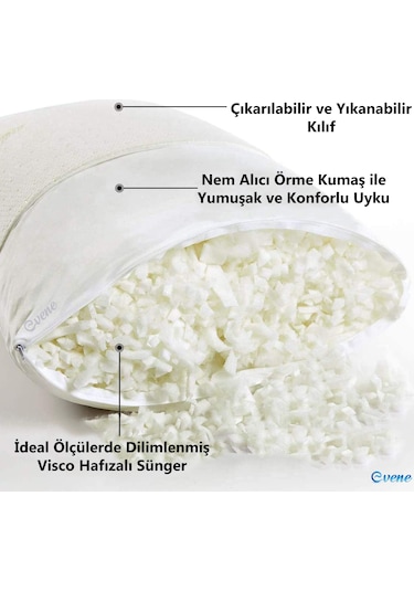 Visco Yastık Ortopedik Terletmeyen 4 Adet Visko Uyku Yastığı