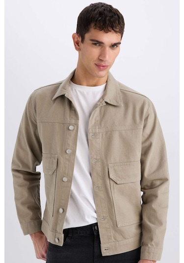 DeFacto %100 Pamuk Slim Fit Dar Kesim Düğmeli Cepli Mevsimlik Baharlık Jean Ceket B8155AX25SPKH465