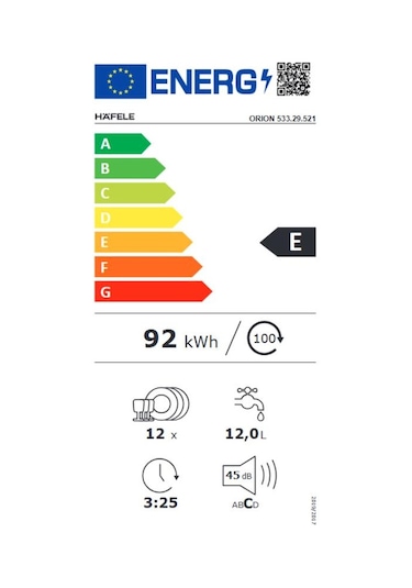 Hafele Orion 6 Programlı 12 Kişilik Yarı Ankastre Bulaşık Makinesi
