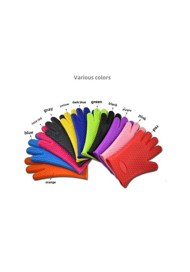 Yuntech01 Mavi Kalp Desenli 5 Parmaklı Silikon Eldiven - Fırın, Mikrodalga Ve Barbekü İçin Kaymaz, Isıya Dayanıklı, Temizlenmesi Kolay Ev Gereci