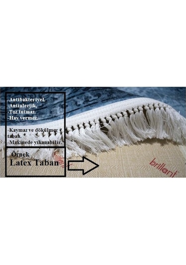 Brillant Ipek Latex Oval Kaymaz Taban Halı-Evely Hje11697.803-(15
