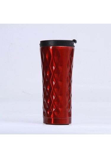 Besthome1 500ml Kırmızı 304 Çelik Çift Katlı Vakumlu Termos Bardak, Araçlı Kullanıma Uygun, Isı Ve Soğuk Saklama, Modern Elmas