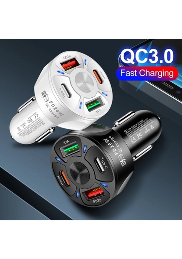 Çift Usb C Pd 20w Araç Şarj Cihazı Hızlı Şarj Pd Hızlı Şarj 3.0 Usb C Araç 4usb 3.1a 4usb 3.1a