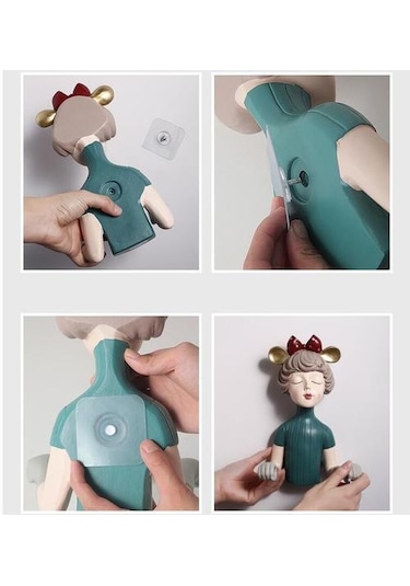 Yay Düğüm Sevimli Kızlar Reçine Heykeli Kağıt Havlu Tutucu Tuvalet Banyo Dekorasyon Yıkama Havlu Depolama Raf Dekorasyon El Sanatları Kağıt Tutucular Mavi 22 x 13.6 x 11.2 CM