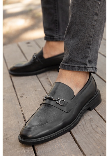 D0699 Günlük Ortopedik Hakiki Deri Erkek Klasik Ayakkabı Siyah