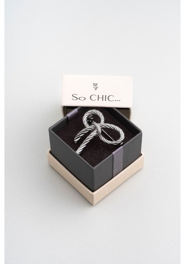 Kurdele 18 Ayar Beyaz Altın Kaplama Gümüş Broş Beyaz Altın Kaplama