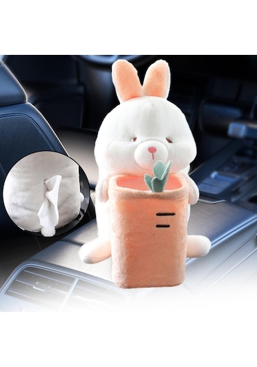 Createtech Yumuşak Tavşan Peluş Oyuncak Sevimli Suntek Kutu Çöp Araba Qr Diğer