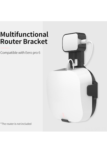 Novahub Duvara Monte Eero Pro 6 Yönlendirici Askısı - Siyah/beyaz, Çıkarılabilir Fiş Tutucu, Kablo Saklama, Vidalı/vidasız Montaj