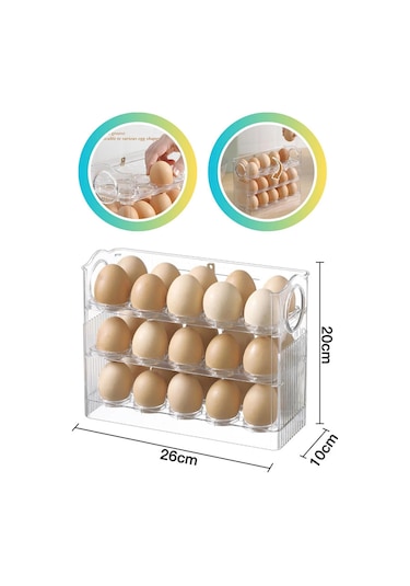 Yayke Yumurtalık 3 Katlı 30'lu Yumurta Rafı Saklama Kabı Yumurta