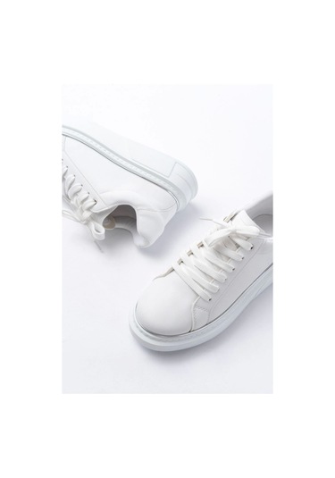 Rs-2435 Beyaz Gümüş Bağcıklı Dikişli Günlük Spor Ayakkabı Beyaz