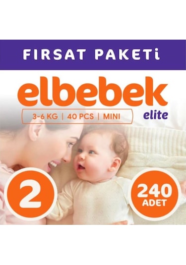 Elbebek Elite Bebek Bezi 2 Numara Mini Fırsat Paketi 240 Adet 6'lı