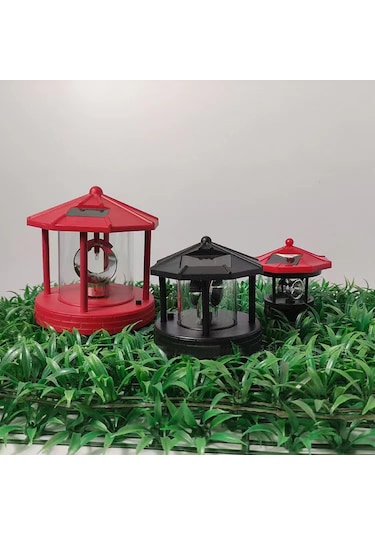 Mufunye Küçük Kırmızı Güneş Enerjili Döner Fener, Ip44 Hava Durumuna Dayanıklı, Bahçe Çevre Aydınlatma Dekorasyon Lambası