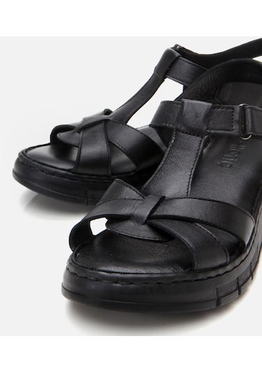 Hotiç Kadın Deri Siyah Ayarlanabilir Comfort Sandalet 01sah306850a100 Siyah-black Siyah