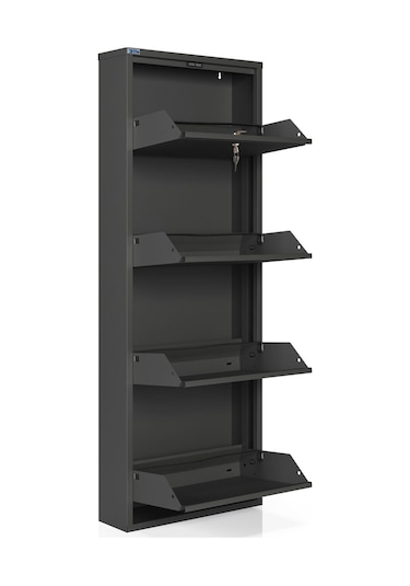 Ceha Kilitli 4'lü Metal Ayakkabılık Füme - K.AYK-4 /AB7979/KL