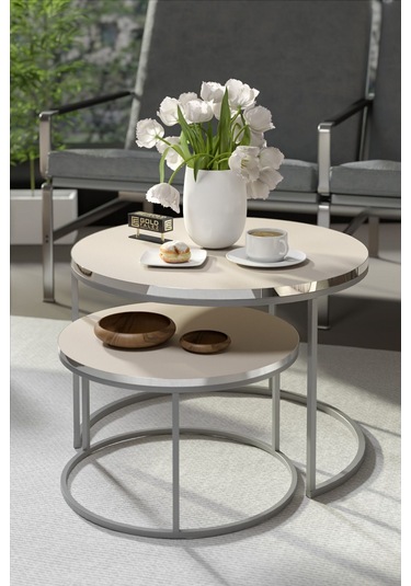 Orta Sehpa Ikili Lüx Specıal Gümüş Krem