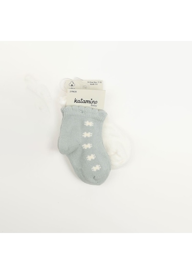 Katamino Minimi 2'li Kız Bebek Çorap 44162 Gri-ekru