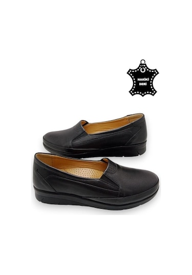 Kadın Hakiki Deri Içi Deri Comfort Tam Ortopedik Anne Ayakkabı Siyah