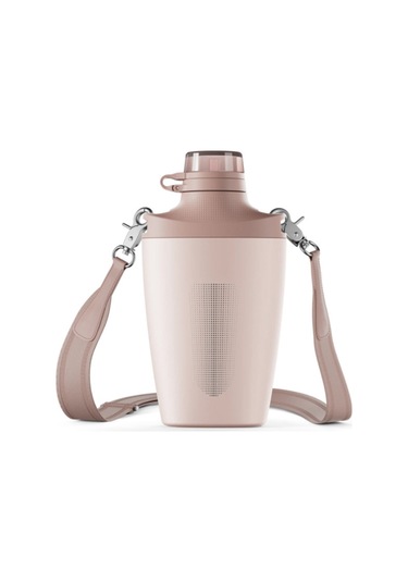 23oz Paslanmaz Çelik Seyahat Şişesi Taşınabilir Spor Su Şişesi Omuz Askılı Pembe