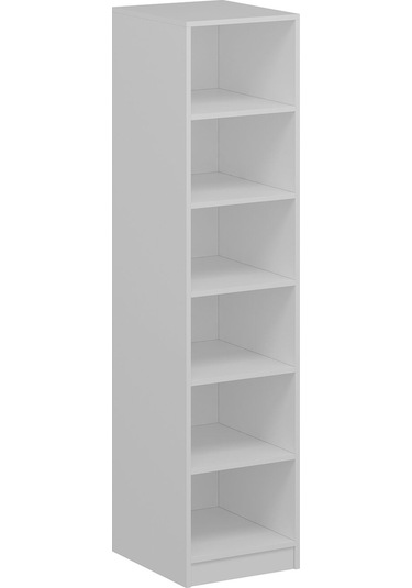 Minar Kale 1 Kapaklı Dolap Çizgili Mebran 190cm - Beyaz/kumtaşı - Raflı Çok Renkli