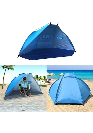Suntek Plaj Çadırı Güneş Barınağı Gölgelik Açık Bahçe Mavi