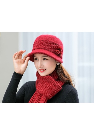 Arion Hs-01x Şık Şapka/bere Ve Atkı Takımı Kırmızı