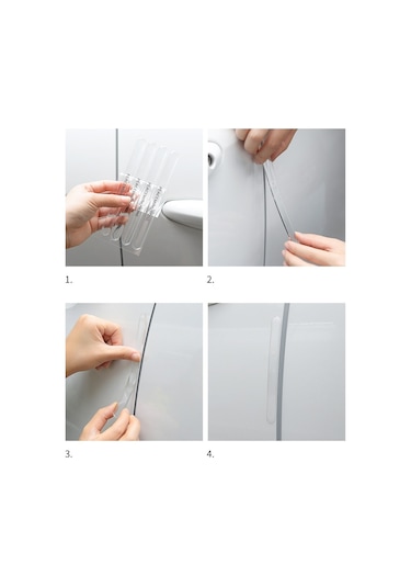 4 Adet Araba Kapı Kenar Şeffaf Anti Çarpışma Koruma Şeritleri