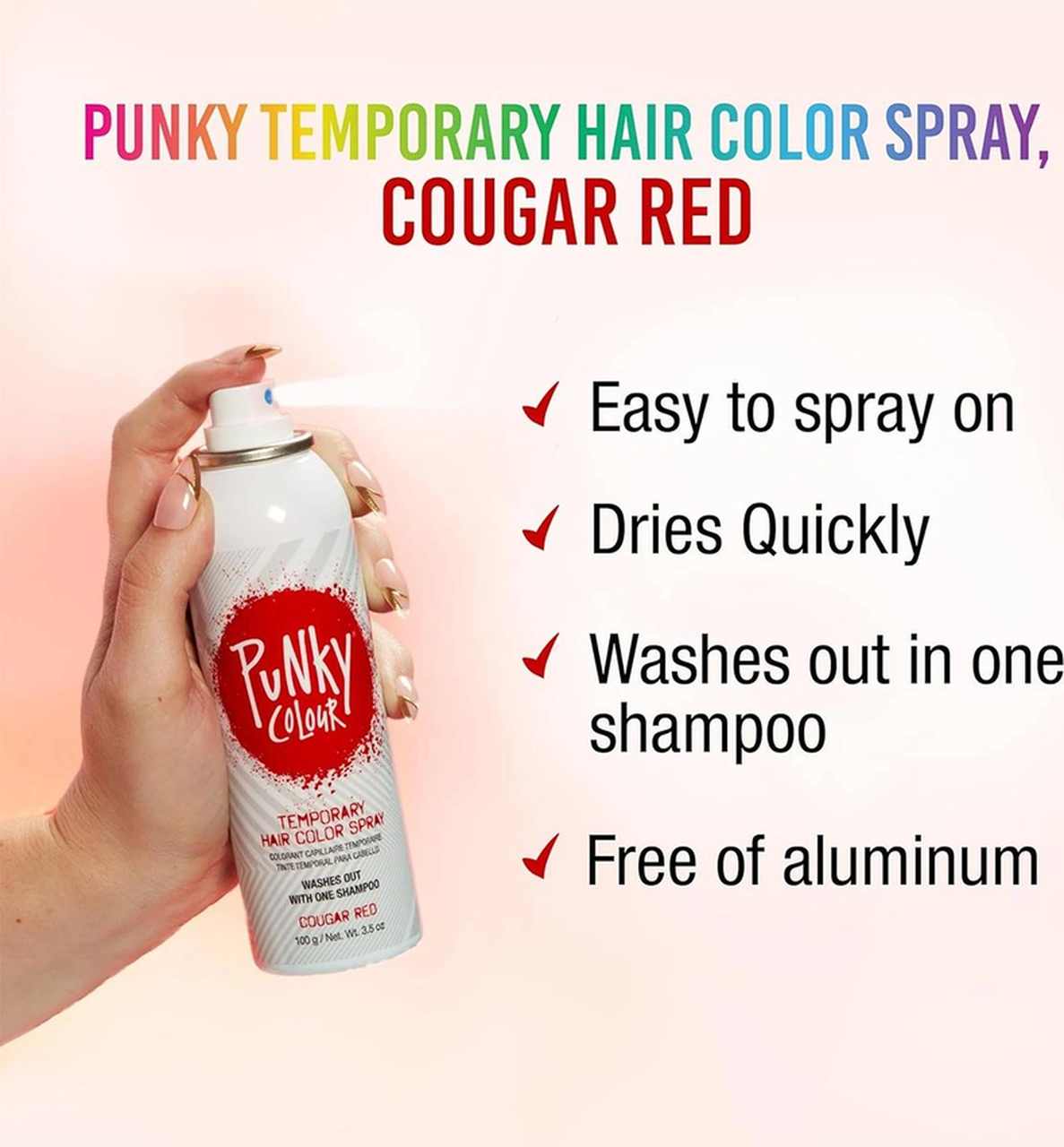 Punky Colour Geçici Renklendirici Saç Spreyi Cougar Red 100gr