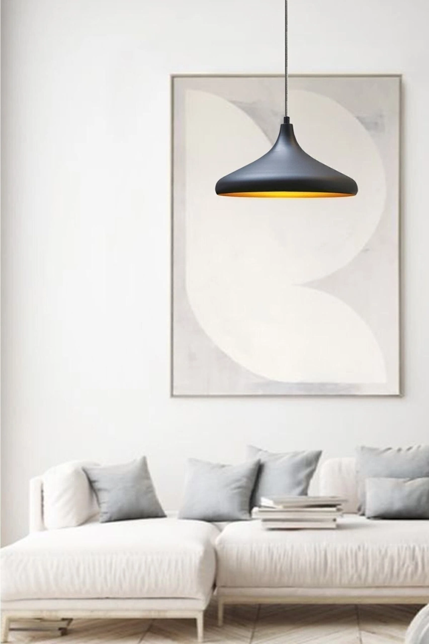 Champion Siyah Özel Kablo Avize - Alüminyum 35 Cm Cafe Rustik Sarkıt Mutfak Lamba Modelleri Siyah