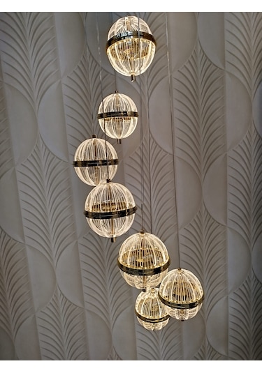 Modern Led Sarkıt Avize 6 Lı Sarı