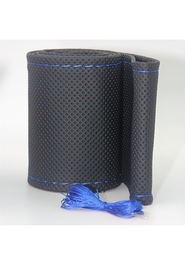 Renault Kangoo Uygun Deri Direksiyon Kılıfı Sarmalı Dikmeli Mavi Dikişli Kokusuz Mavi