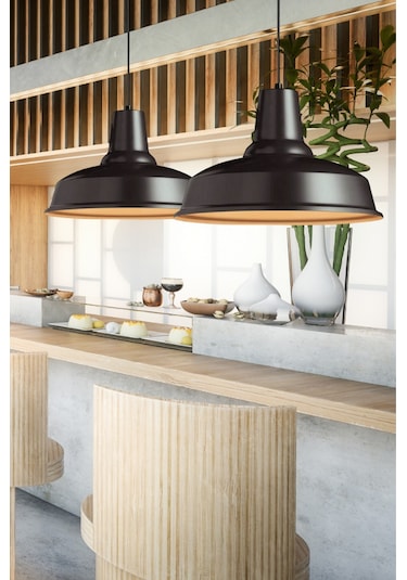 Grand Siyah Metal Tekli Avize Sarkıt Salon Mutfak Ofis Cafe Butik Lamba Aydınlatma Avizeler Siyah