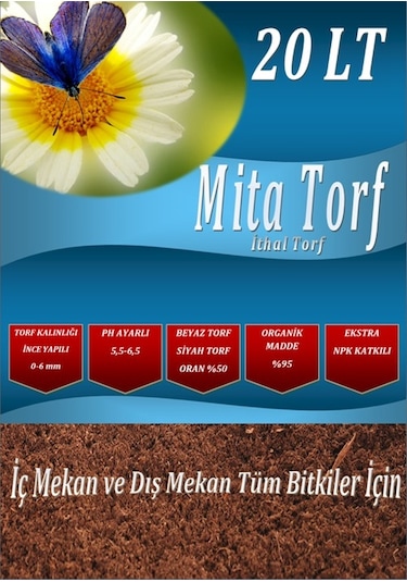 İthal Torf. 20 L Tohum Fide ve Çiçek Toprağı. Torf Toprak
