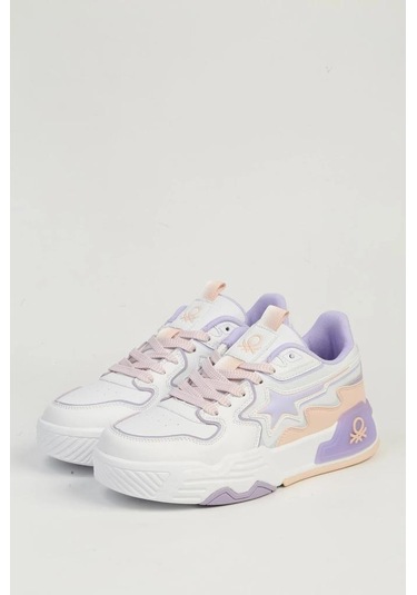 Benetton Bnı-11512 Kadın Sneaker Ayakkabı Beyaz Pudra 36-40 Beyaz - Pudra