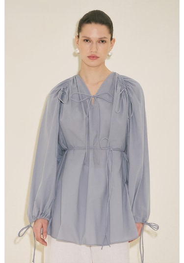 Manuka Bağlama Detaylı Tunik Mavi Ss26tnk00003-22 Mavi