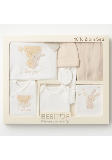 Bebitof Sevimli Ayıcık Tavşan 10parça Hastane Çıkışı Bej