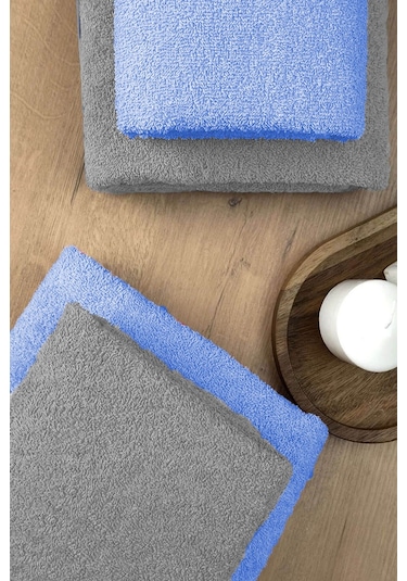 4 Lü Banyo Havlusu Takımı Soft Büyük Havlulu Pamuklu Havlu Seti 90x150 Cm Gri 001