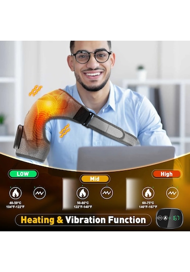 Elektrikli Omuz Isıtma Pedi 3 Mod Titreşim Omuz Diz Dirsek Rahatlama Kemer Type A Gray Avustralya Gri