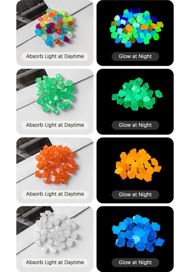 Ruicoo 500 Adet Resin Işıklı Taş - Akvaryum Bahçe Dekorasyonu - Gece Parlayan Mor Mini Figür